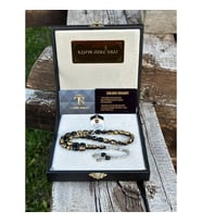 ALTINLI TESBİH-HARF KOMBİNLİ- ALTIN PARÇACIKLI - GOLDEN ROSARY-DIŞINA İSİM YAZILABİLİR KARE KUTULU