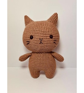 Kahverengi Miniş Pisi Uyku Arkadaşı Amigurumi Organik Oyuncak