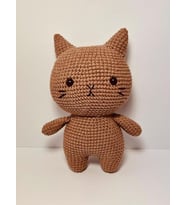 Kahverengi Miniş Pisi Uyku Arkadaşı Amigurumi Organik Oyuncak