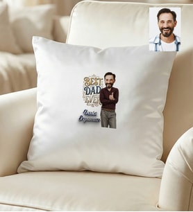 Kişiye Özel Karikatürlü Best Dad Ever Babaya Hediye Yastık Babalar Günü Hediyesi