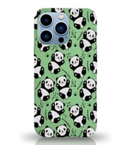 Apple iPhone 13 Pro Max Uyumlu Lansman Kılıf Panda Tasarımlı İçi Kadife Kapak-Yeşil (Şeffaf)