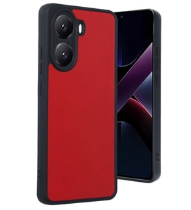 Poco X7 Pro Kılıf AirSkin Tasarımlı Şık Pu Deri Liozkin Premium Kapak (Kırmızı)