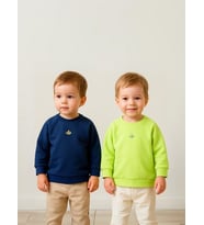 Bebek 2’li Organik Basic Yeşil ve Lacivert Sweatshirt Seti (Çok Renkli)