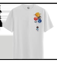 Planet Balloons - %100 Pamuklu Kadın Beyaz Tişört - Premium Quality (Siyah - Beyaz)