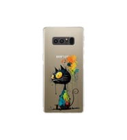 Samsung Galaxy Note 8 ile Uyumlu Splash Kedi Tasarımlı Şeffaf Silikon Kılıf