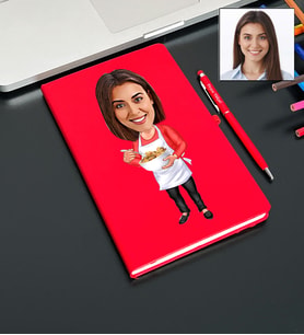 Kişiye Özel Ev Hanımı Tasarımlı Karikatür Defter Ve Kalem Seti 79