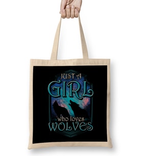 Cute Just A Girl Who Loves Wolves Lone Wolf Bez Çanta Uzun Saplı