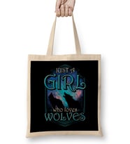 Cute Just A Girl Who Loves Wolves Lone Wolf Bez Çanta Uzun Saplı