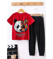 Çocuk Panda Alt - Üst Eşofman Takımı (A.Kırmızı)
