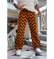 Dalga Desen Turuncu Baggy Jean