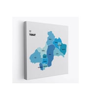 Tokat İli ve İlçeler Haritası  Dekoratif Kanvas Tablo 1468