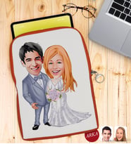 BK Gift Kişiye Özel Sevgililer Karikatürlü Taşınabilir Koruyucu Tablet Kılıfı & Organizer Çanta - Turuncu-104