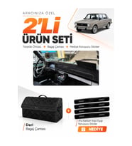 e-biz TOFAŞ MURAT 124 (1971-1977) Uyumlu Torpido Örtüsü + Deri Bagaj Çantası Seti - Siyah - TF004