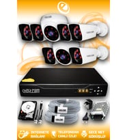 ELITCAM 8 Kameralı Kare 2 İç Kamera Set 320 GB HDD Full HD Gece Görüşlü Güvenlik Kamerası Sistemi