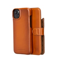 Bouletta Apple iPhone 14 Uyumlu Deri Kılıf MW36 RST2EF (Taba)