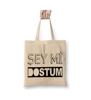 Şey Mi Dostum Beyaz Bez Çanta Uzun Saplı Alışveriş Çantası Plaj Çantası