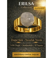 Sertifikalı Doğal Akik Yüzük Doğal Taş Yüzük Ayarlanabilir El Yapımı (Çok Renkli)