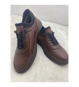 ÇİĞDEM KAHVERENGİ HAKİKİ DERİ LASTİK BAĞLI ERKEK SPOR CASUAL AYAKKABI - KAHVERENGİ - 41 - ST02098-KAHVERENGİ-41