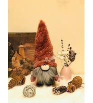 Peluş Kürk Şapkalı Gnome , El Yapımı Hediyelik Şans Cücesi