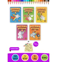 Gong Yayınları Boyama Kitabı 5'li Set 32 Sayfalı Toplam 160 Sayfa Kum Boyama Hediyeli (Buz-Buz)