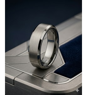 Erkek Gümüş Renk Detay 6 mm Tungsten Yüzük