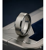 Erkek Gümüş Renk Detay 6 mm Tungsten Yüzük
