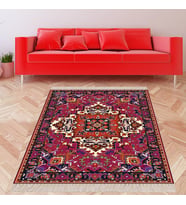 Kilim Desenli Renkli Dijital Baskı Yıkanabilir Kaymaz Taban Leke Tutmaz Etnik Salon Halısı ve Yolluk (Çok Renkli)