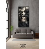 12 parça Çift Aslan Çerçeve Görünümlü Mdf tablo Duvar Süsü Hediyelik Eşya (45cm x 85cm)