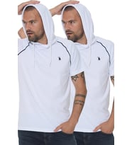 Dewberry Erkek Pamuklu Kapüşonlu Tişört 2'li Set Beyaz-Beyaz T8570 Günlük Giyim, T-Shirt, Hafta Sonu Kombini