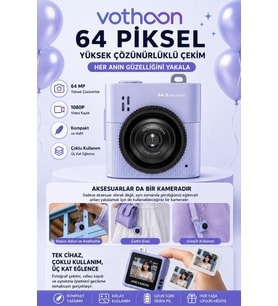 Mini Dijital Kamera 64mp 16x Digital Zoom Retro Vintage 1.4 ekranlı Video Kamera Taşınabilir Tasarım Mavi