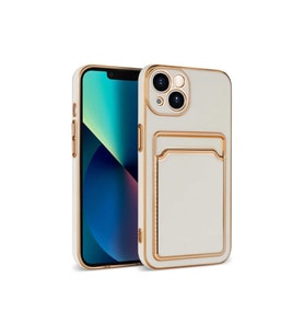 Apple iPhone 13 Uyumlu Kılıf Zore Bark Kartlıklı Kapak (Beyaz)
