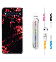 TCL 10L 10 Plus 10SE 20E 20SE 30SE L7 Kılıf Kablo Koruma Spiral Silikon Red Smoke 1745