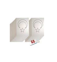 SINIF SETİ- (20 ADET) TÜRK BAYRAĞI BOYAMA SETİ- 17,5 x25 cm TUVAL + 3 BOYA + 1 FIRÇA- CUMHURİYET