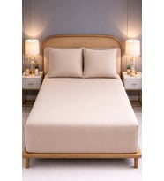 MORE HOME Çift  Kişilik  Lastikli   Çarşaf  Seti + Ystık Kılıfı  Bej