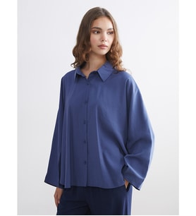 LCW Modest Mavi Oversize Kadın Gömlek Tunik