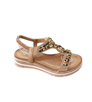 De Scarıo 2060 Kadın Taşlı Comfort Sandalet (Taba)