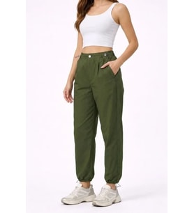 Paraşüt Kumaş Pantolon Bel Ve Paça Ayarlanabilir Lastikli Spor Pantolon - Haki