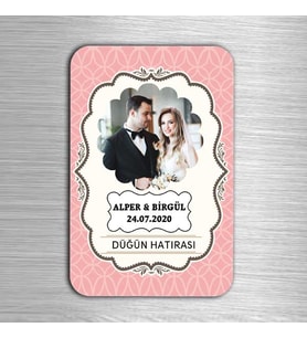 İsimli Resimli Düğün Hatırası Magneti