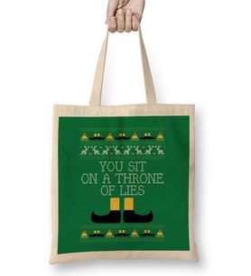 Throne Of Lies Elf Quote Christmas Knit Bez Çanta Uzun Saplı