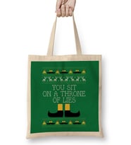 Throne Of Lies Elf Quote Christmas Knit Bez Çanta Uzun Saplı