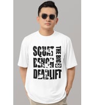 Tasarım Squat Bench Deadlift Fitness Bodybuilding Sporcu Baskılı Unisex Oversize Tişört