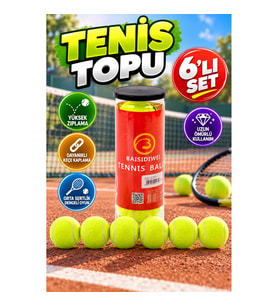 6’lı Tenis Topu Seti – Dengeli Yüksek Zıplama ve Dayanıklı Keçe Kaplama