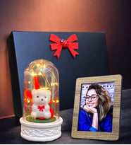 Kişiye Özel Fotoğraflı Led Işıklı Fanus, Siyah Hediye Kutusunda (Model 3)