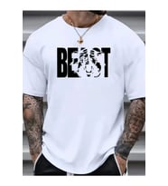 Baskılı Oversize Bisiklet Yaka T-shirt - Beyaz