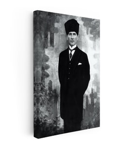 Kanvas Tablo Atatürk Kalpaklı Tam Boy Atatürk Tablosu Ev Ofis Duvar Dekoru