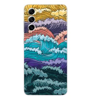 Samsung Galaxy S22 Uyumlu Renkli Deniz Dalgaları Tasarımlı Şeffaf Telefon Kılıfı