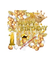 1 Yaş Lüks Happy Bırthday Kral Taçlı Doğum Günü Seti