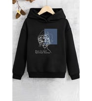 Çocuk Minimal Line Drawing Baskılı Sweatshirt (Siyah)