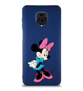Xiaomi Redmi Note 9S Soft Premier Kapak Minnie Mouse-F Tasarımlı Silikon Kılıf - Lacivert (Şeffaf)