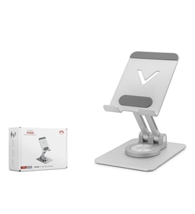 360 Derece Döner Ayarlanabilir Masaüstü Telefon Standi Metal - Gümüş HDX8025
